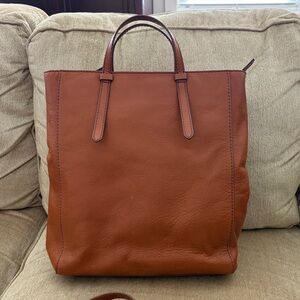 Fossil Camilla Tan Leather Convertible Tote Backpack